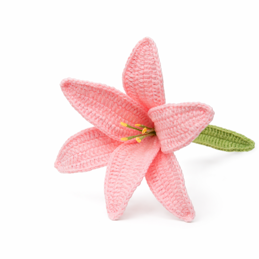 Crochet Lily in Pink — detail view