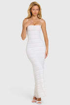 Lace Maxi Dress in Coconut — three-quarter view