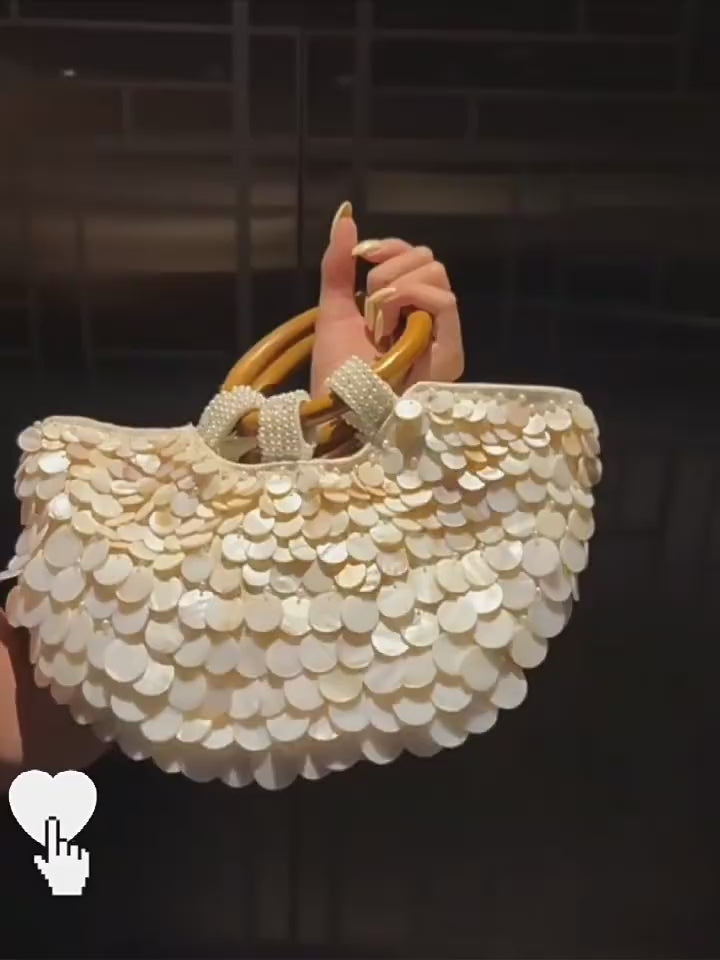 Marina Shell-Effect Disc Handbag