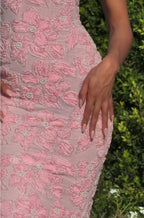 Embellished Square Neck Maxi Dress in Blush