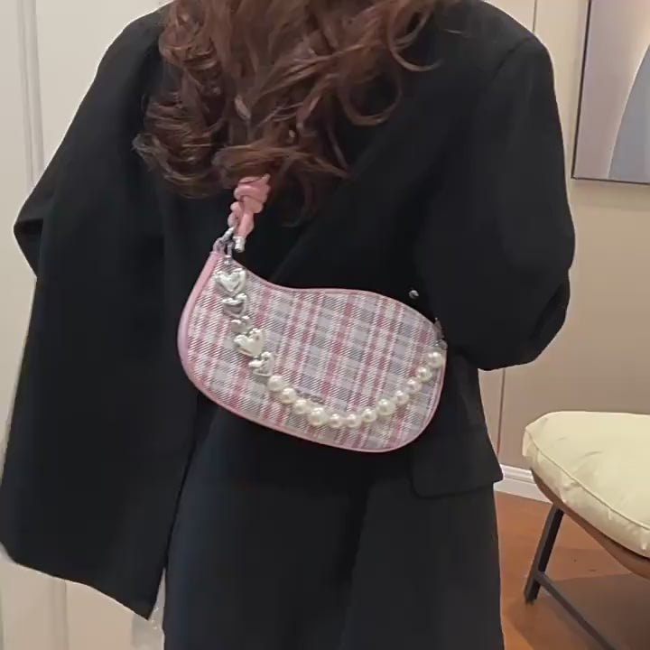 Amelie Faux-Pearl Heart Shoulder Bag