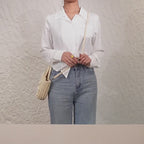 Sabine Faux-Pearl Handle Raffia Tote Bag