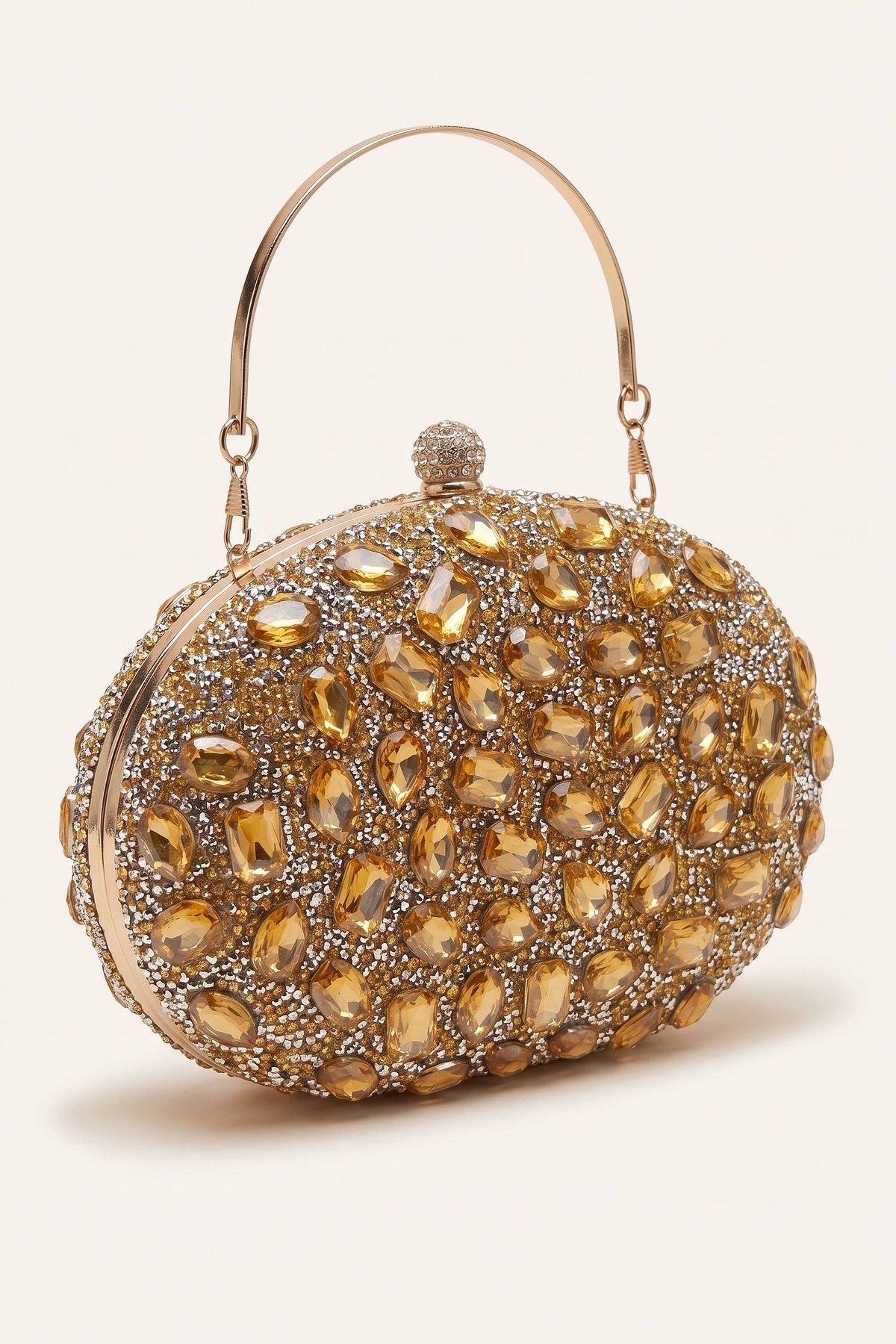 Seraphina Clutch in Gold — three-quarter view