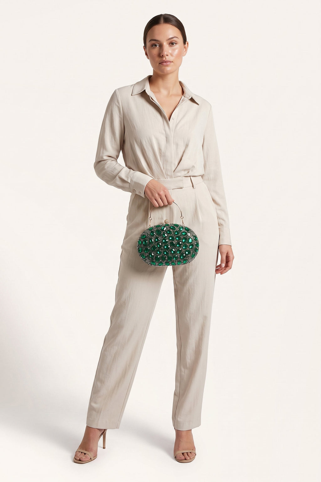 Seraphina Clutch in Green — on model