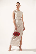Seraphina Clutch in Red — on model