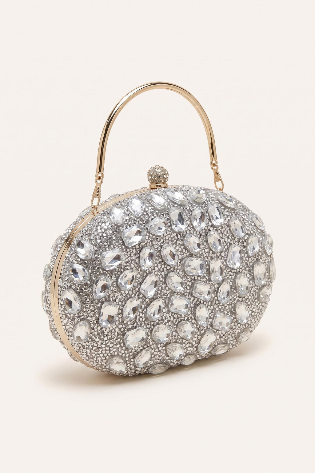 Seraphina Clutch in Silver — three-quarter view