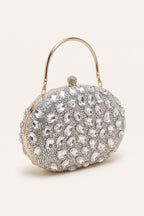 Seraphina Clutch in Silver — three-quarter view
