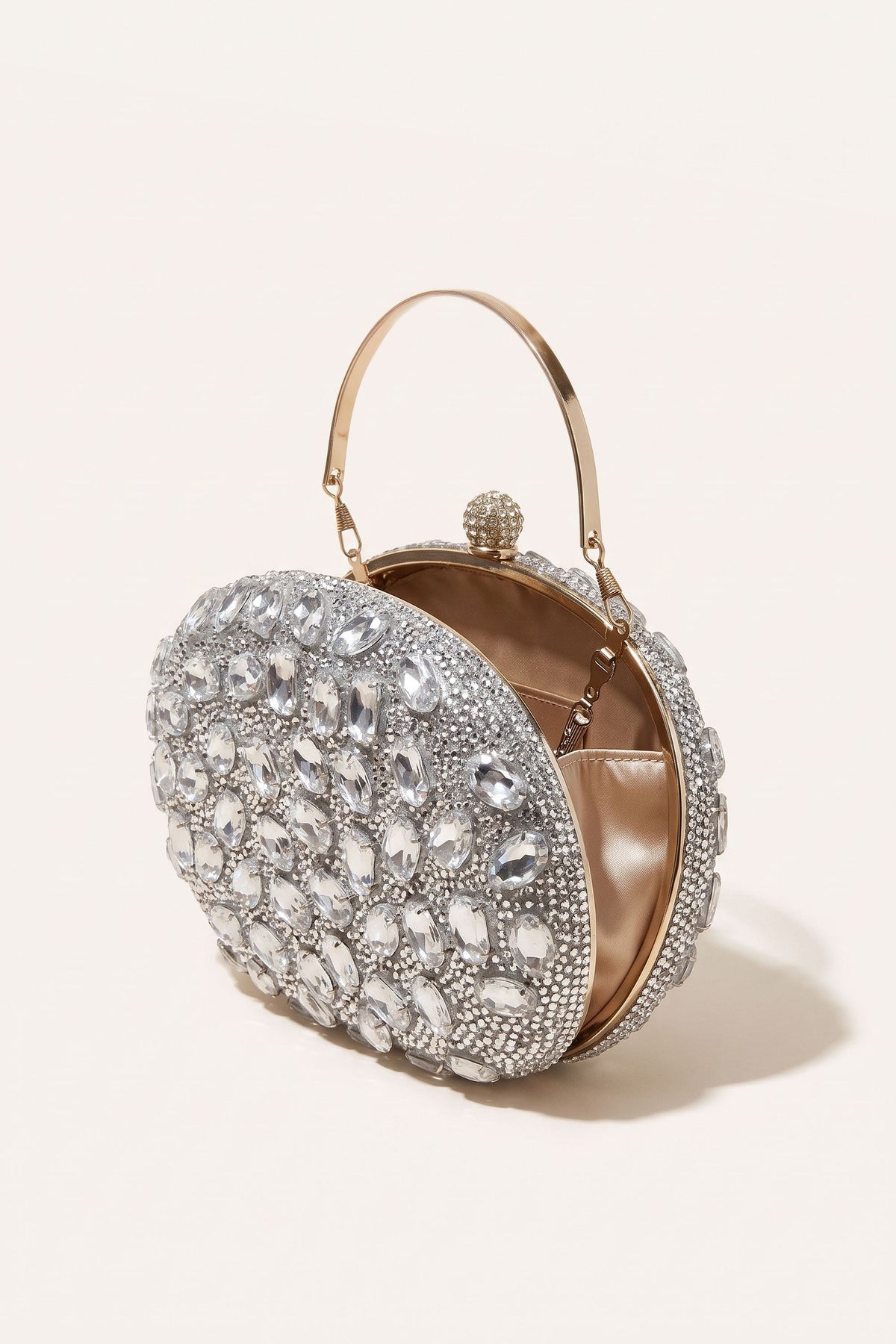 Seraphina Clutch in Silver — open view