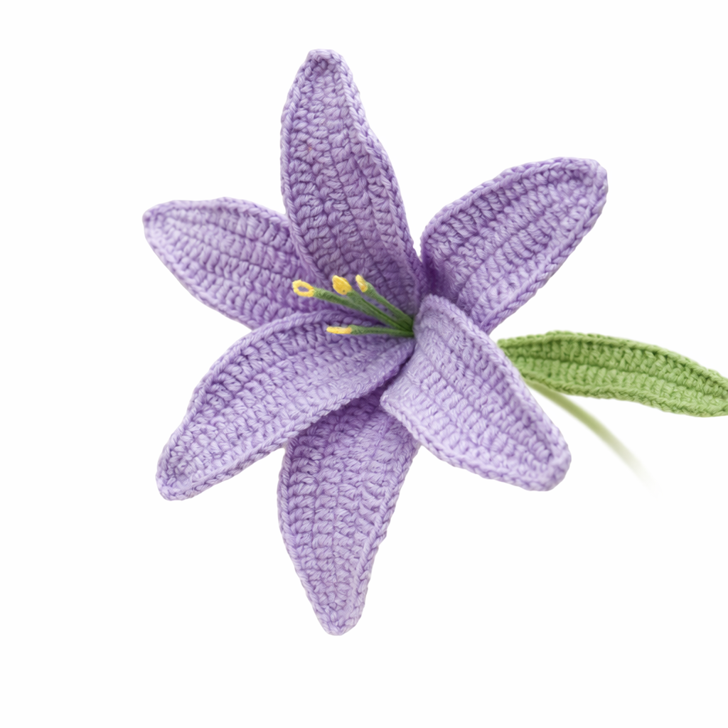 Crochet Lily in Purple — detail view