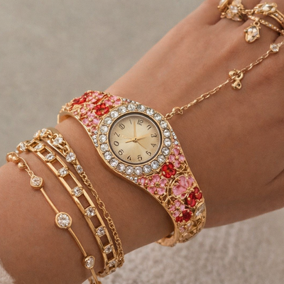 Floral Crystal Bangle Watch