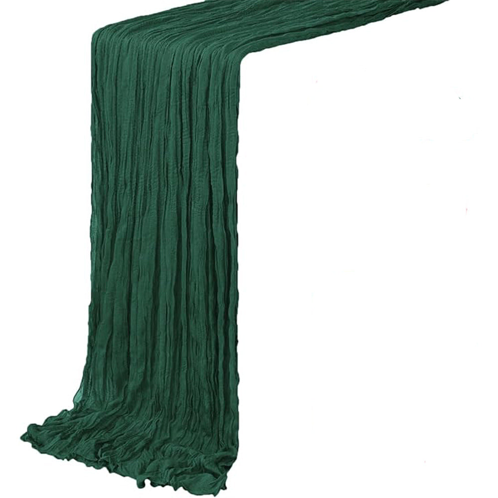 Crinkle Fabric Table Runner in Dark Green — flat view